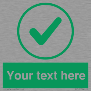 Custom green background, green tick in circle sign